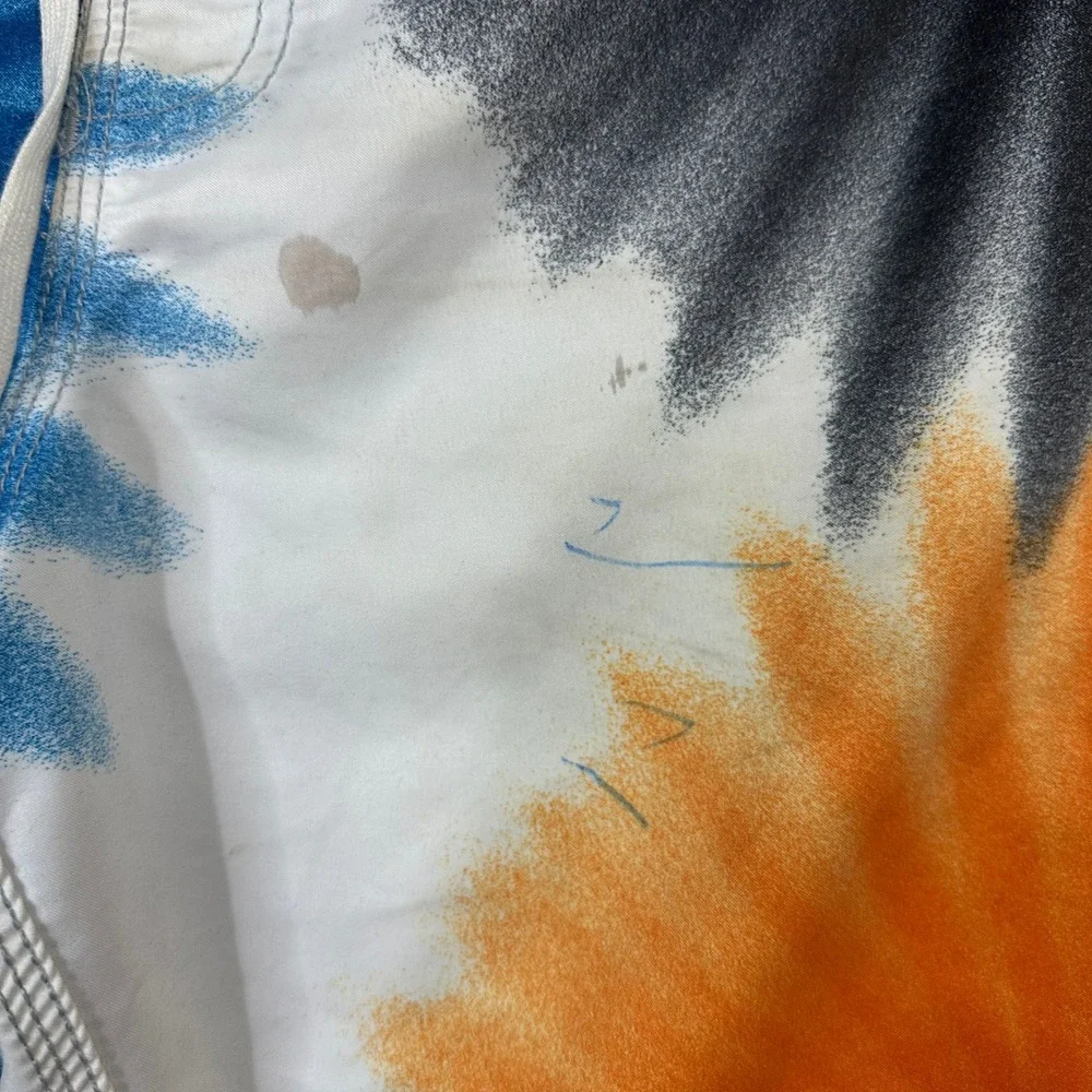 Billabong Mens Board Shorts Size 36 Tie Dye Sunburst Blue Orange Cargo Pocket